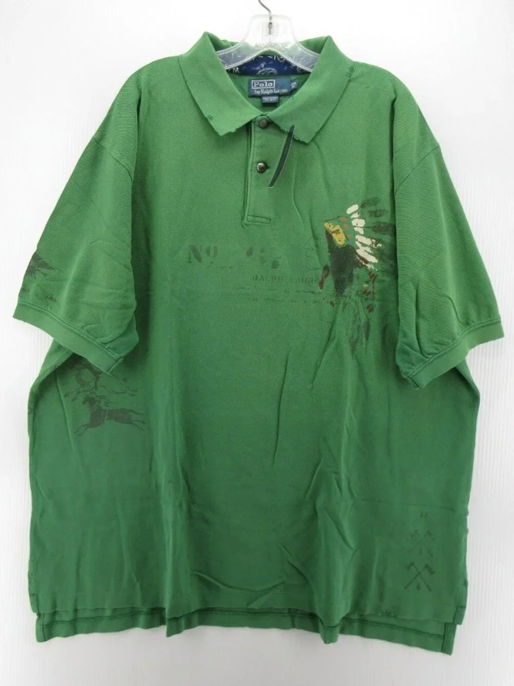 Polo Ralph Lauren Polo Shirt 2XB Big Indian Head Distressed Stencil